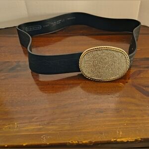 Gold and Black Belt with Oval Buckle